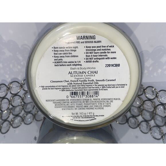 Bath & Body Works Autumn Chai 3wick 14.5 oz Candle - Picture 3 of 4